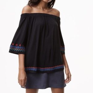 Loft Border Embroidered Off The Shoulder Top XL